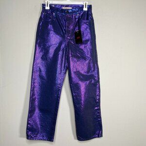 Levi's Premium Ribcage Straight Ankle Denim Jean Women's 26 Shiny Purple NWT